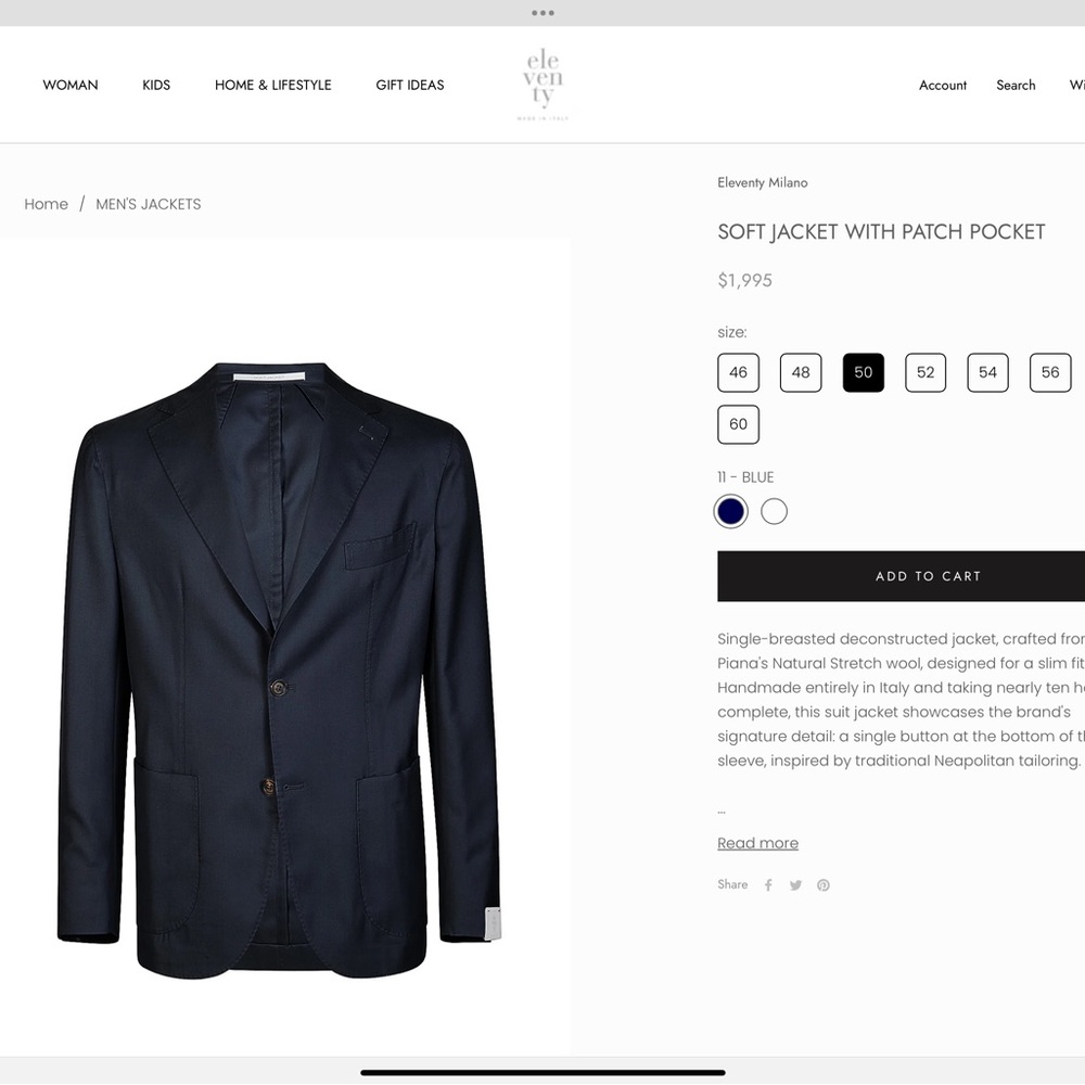 Eleventy Men's Soft Pinstripe Blazer - Picture 12 of 15